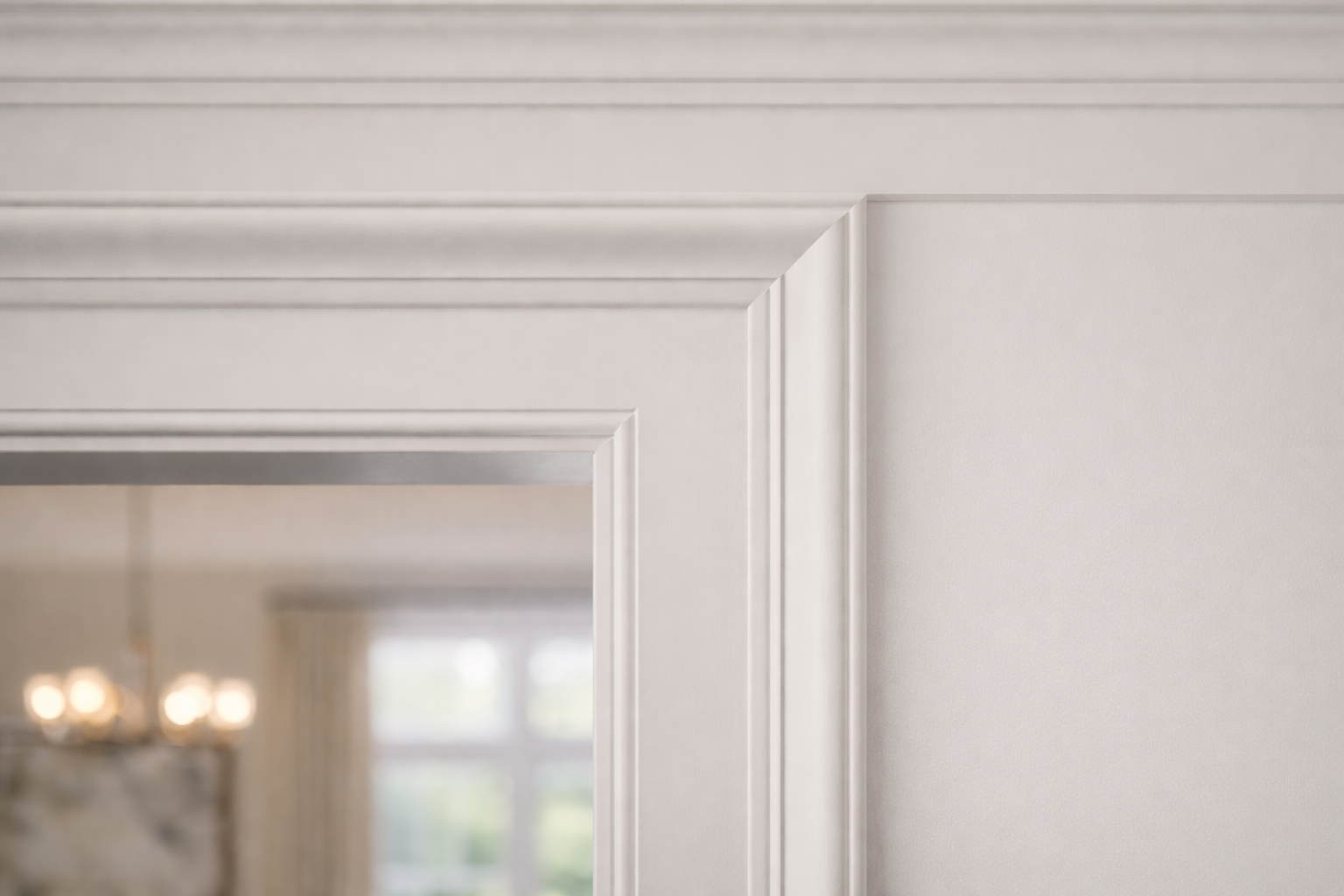 Wide shot of finished trim carpentry project