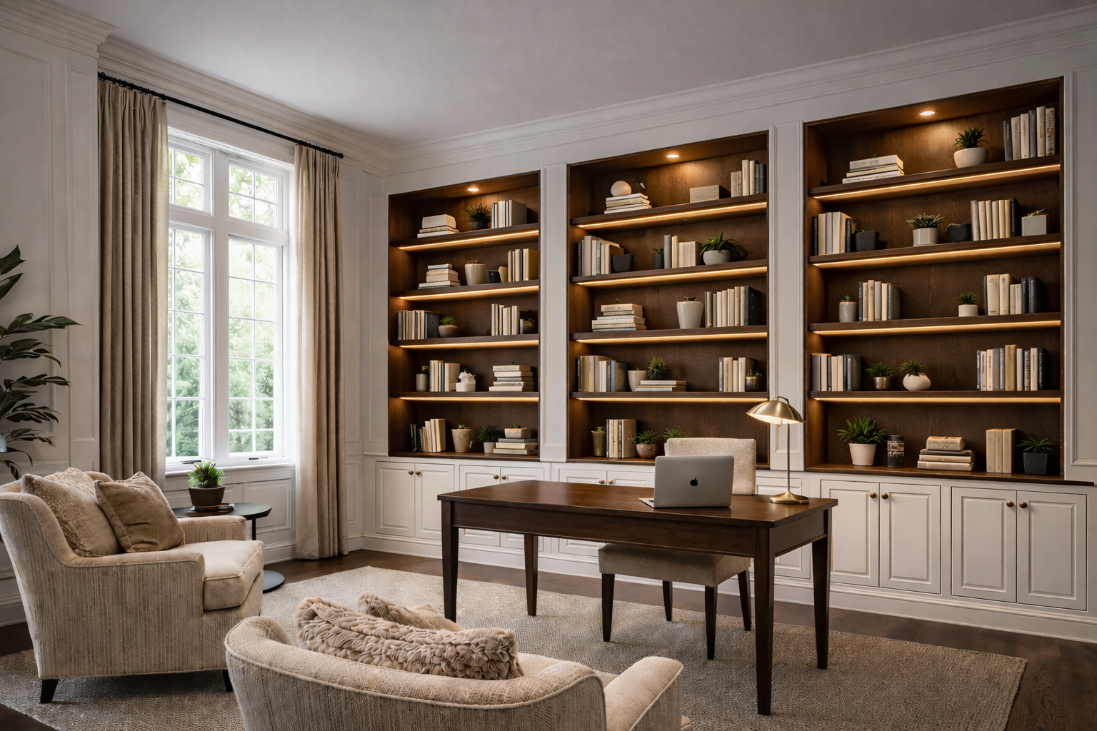 Custom built-in shelving installation